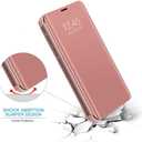 Galaxy A36 Cover Cases Compatible with Samsung A36 Flip Cell Phone Case Clear View Mirror Flip Cover PU Leather with Kickstand Protective Cover for Samsung Galaxy A36 (Pink)