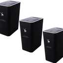 Sooyee 3 Pack Bathroom Trash Can with Lid 14L / 3.7 Gallon Slim Trash Can with Pop-Up Lid, Waste Basket for Bathroom,Powder Room,Bedroom,Kitchen,Craft Room,Office,Black