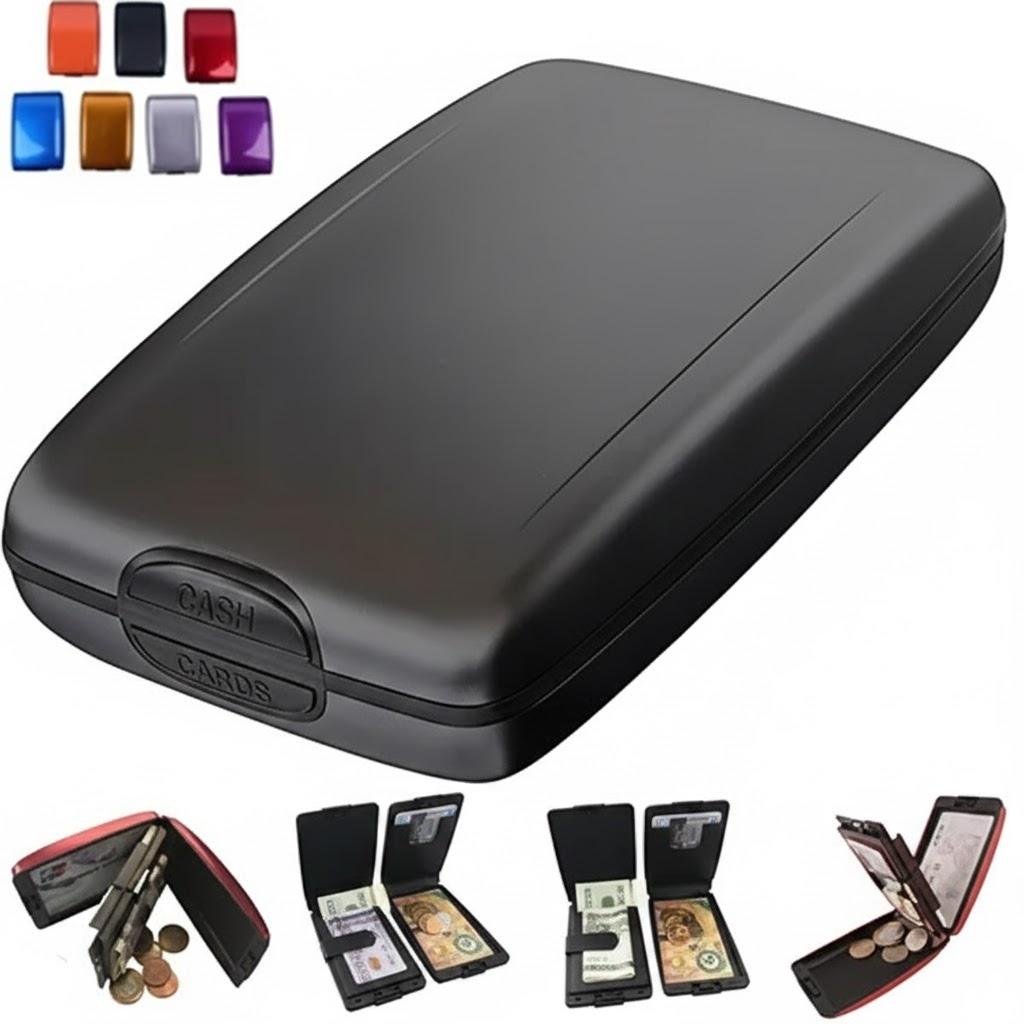 RFID Cash and Cards Wallet - 2024 New Slim Metal Wallet for Men RFID Credit Card Holder Credit Card RFID Flip Wallet Case Wallet Black