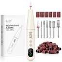 GAOY Cordless Electric Nail File, Nail Drill with LED Display for Acrylic Gel Nails, Hand Feet Trimmer Buffer Tool, Milky White