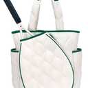 Tennis Racquet Bag for Women - Tennis Backpack, Women Sport Tote Bag, Squash Racket Backpack, Suitable for Tennis, Squash, Paddle, Pickleball, Badminton (White and Green)