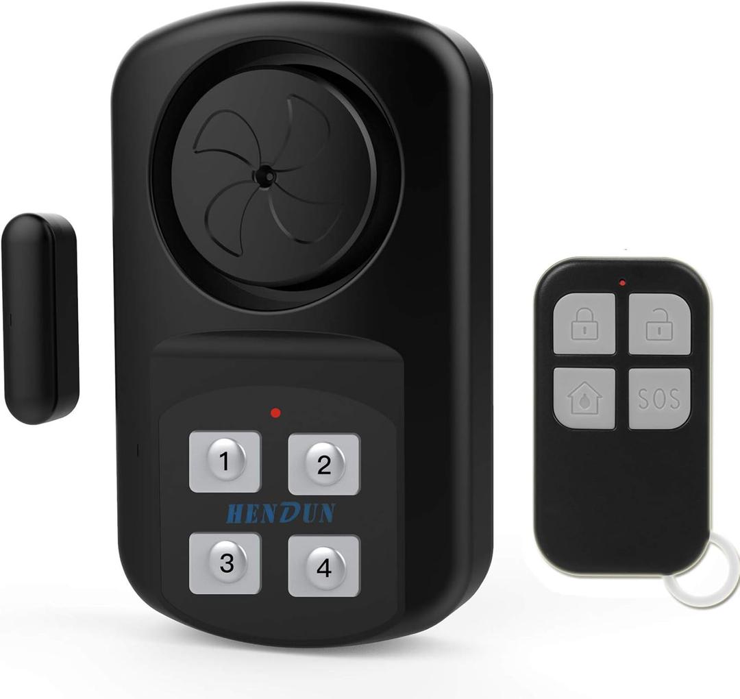 HENDUN Outdoor Door Alarm with Remote Keypad, Waterproof IP67,Inground Pool Safety Alarm,Gate Open Sensor, 140 dB Super Loud, Prying Door Entrance Alert (1 Pack) (1 pack)