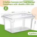 2 Pack 5 Gallon Polycarbonate Food Storage Box 18 x 12 Inch Commercial Food Storage Container Clear Vegetable Fruit Food Safe Storage Tote for Kitchen Restaurant Cafeteria