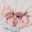 BABESIDE 12 Inch Lifelike Reborn Baby Dolls Silicone Full Body, Realistic Baby Doll Sweet Sleeping Soft Vinyl Real Life Baby Dolls Cute Girl with Toy Accessories Gift Set for Kids Age 3+ (Orange)