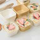 50 Pcs 5 Oz Baking Pans with Clear Lid, 2.5 Inch Kraft Paper Square Cupcake Cups, Mousse Cake Liner, Disposable Container For Oven