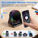 TARKARI Wireless Induction Speaker, 5 in 1 Bluetooth Speaker, 360 Rotation Cell Phone Stand and Colorful Ambient Light, Compatible with iPhone iPad Android Tablet, Birthday Gifts for Him Women Men