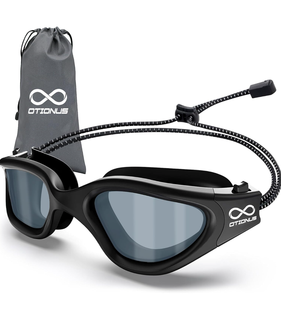 Swim Goggles, Polarized Adult Swimming Goggles Bungee Strap No Hair Pulling Anti-fog Pool Goggles for Men Women
