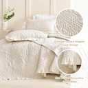 Masaca Oversized King Bedspread 120x120,Wheat Ruffled Crinkled Oversized California King Quilt Farmhouse Shabby Boho Chic Rustic Stone-Washed Microfiber Extra Large Bedding Set Soft and Lightweight