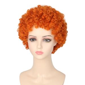 Orange Short Curly Afro Wigs for Girls Halloween Party Costume Cosplay Wig