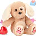 CozyWorld Heartbeat Puppy Recordable Dog Stuffed Animals 30 sec Heart Voice Recorder Plush Toy Stuffed Animal Soft Fuzzy Doll Gifts Messages Playback for Kids Birthday Children's Day