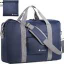 For Frontier Airlines Personal Item Travel Bag 18 x 14 x 8 Inches, Foldable Under Seat Duffel Bags for Spirit Airplane 14 x 18 x 8 Inches, Minimalist Overnight Bag for Women or Men Air Travel [Blue]