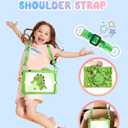 Boaretiu for iPad 9th/8th/7th Generation 10.2 Inch Case (2021/2020/2019) - Cute Cartoon with Shoulder Strap & Rotating Stand for Boys Girls Teens Soft Silicone, Green Dinosaur