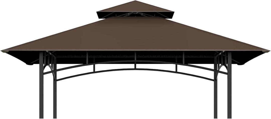 Grill Gazebo Replacement Top, 5 x 8 Outdoor BBQ Top Cover, Double Layer BBQ Gazebo Top Canopy for Model #L-GG001PST-F (Brown)