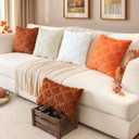 3 x Artscope Maple Leaf Fall Pillow Covers 18 x 18 Set of 2 Decorative Autumn Harvest Holiday Throw Pillow Cases Soft Plush Faux Fur Couch Cushion Case for Farmhouse Sofa Bed Room Home Decor-Rust