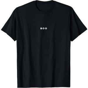 BOO Halloween Subtle Funny Spooky Fall Minimal Trick Treat T-Shirt Large