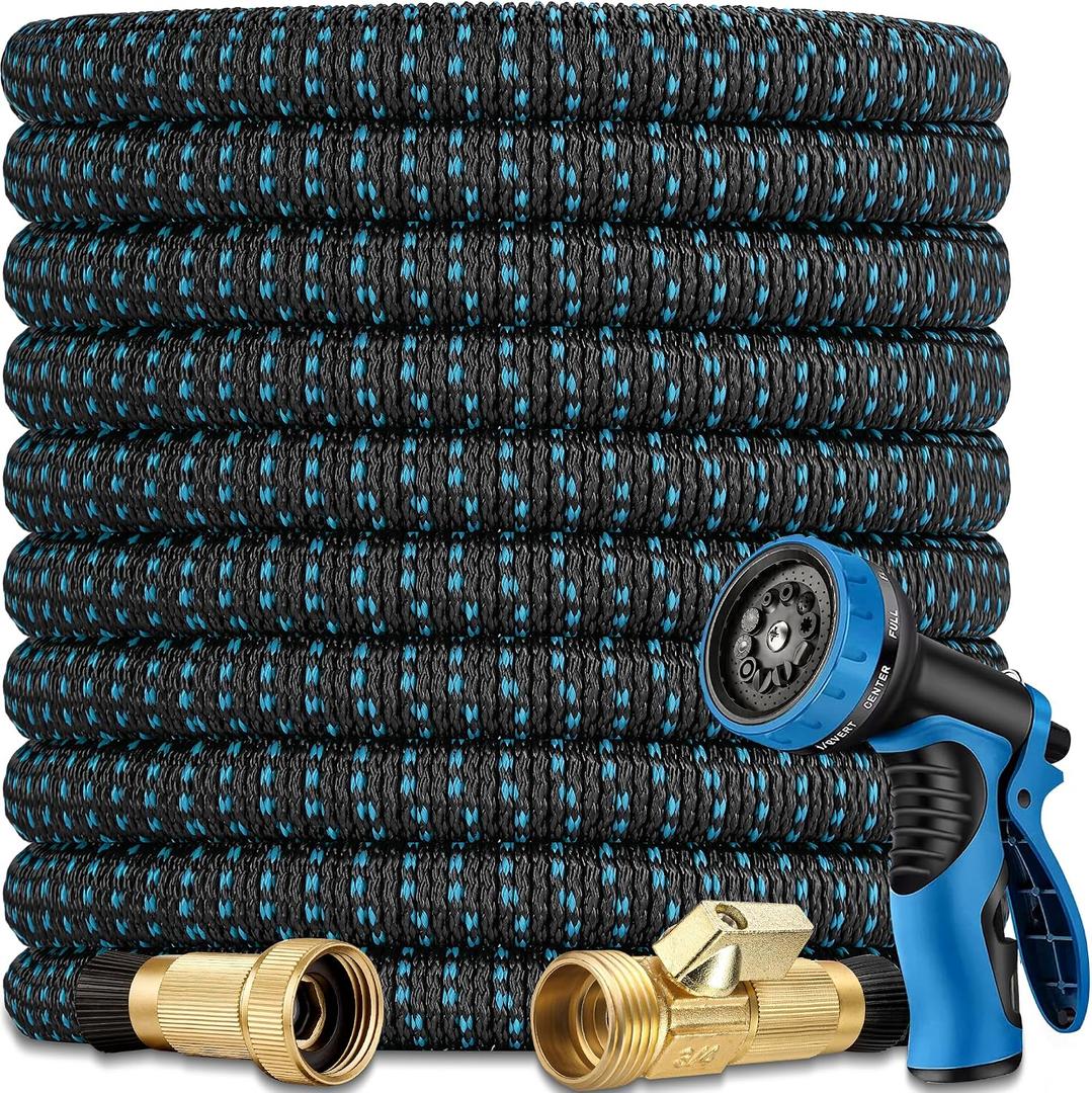 25 ft Expandable Garden Hose - Superior Strength 3750D - 3 -Layer Latex Core Garden HoseS - Expanding Water hoses - Extra Strong Brass Connectors/Storage Bag