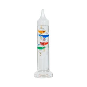 Small Galileo Thermometer 7 inch Glass Galileo Thermometer with 4 Multi Colored Balls from 64ºF to 76ºF Gorgeous Gift for Family or Friends Present Home, Office Indoor and Outdoor Décor