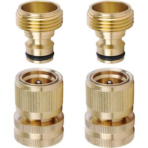 Brass Hose Quick Connect, 3/4 Inch GHT Thread Garden Hose Quick Connector No-Leak Water Hose Quick Connect Fittings Male and Female - 2Packs
