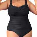 Aqua Eve Womens Plus Size One Piece Swimsuit- Tummy Control Bathing Suit Full Coverage Swimwear (12 Plus, Black)