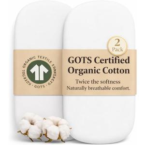 GOTS Organic Bassinet Sheets Compatible with Halo Bassinest Swivel Sleeper, Fits (3233" x 16") mattresses Oval/Rectangle Pads, Premium Turkish Cotton Fitted Sheet Boys and Girls