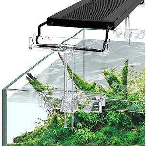 driamor Aquarium Light Riser Adjustable, Clear Acrylic Fish Tank LED Light Stand Aquarium Lamp Holder Bracket Kit 2pcs Transparent Support for Width 2.5-4.4 Inches Light with Extendable Bracket