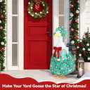 LUMIGRAIN Christmas Porch Goose Outfits, Lawn Cement Goose Clothes Statue Garden Yard Patio Party Decoration (Green)