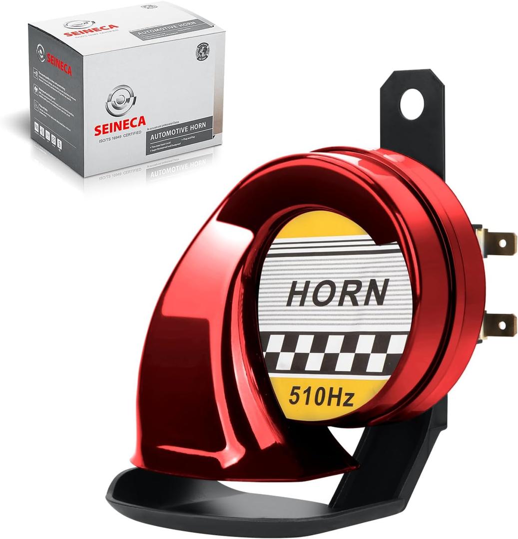 SEINECA Snail Air Horn Waterproof 130DB Universal High Tone 510HZ 12V Electric Horn for Motorcycle Auto Car Siren Scooter(Red).