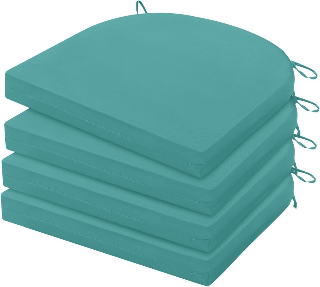 HARBOREST Outdoor Chair Cushions Set of 4, Water Resistant Patio Chair Cushions with Ties, Outdoor Seat Cushions for Patio Furniture, 17"x16"x2", Teal