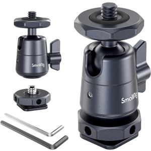 SmallRig Mini Ball Head (2 Pack) with 1/4" Screw and Removable Shoe Mount, 360 Degree Rotatable Aluminum Tripod Head for Camera Tripods Monopods Camcorder Light Microphone, Max. Load 1.5 kg - 2948B