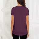 Smile Fish Women Crewneck Loose Fit Tunic Tops Short Sleeve Dressy Casual Summer Long Tee Shirts (Purple, L)