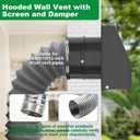 12 Inch Hooded Wall Vent with Screen and Damper, Outdoor Wall Exhaust Vent Cover Cap for Residential Housing Kitchen Rangeand Outside Air Exhaust, Galvanized Steel,Widely Applicable, Black