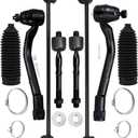 Front Inner Outer Tie Rod End w/Steering Boot fit 2011-2012 for Hyundai Sonata for Kia Optima, Suspension Kit with Sway Bar Link - 8pc Set