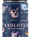 Axolotl Gifts, 16 oz Water Bottle with Straw Lid, Stainless Steel Insulated Tumbler, Cute Animals Water Bottle, Axolotl Cup Gifts for Birthday Christmas (1pc)