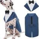 Kuoser Dog Tuxedo Dog Suit and Bandana Set, Dogs Tuxedo Wedding Party Suit, Doggy Prince Bow Tie Shirt Formal Pet Wedding Attire for Dogs Golden Retriever Samo Bulldogs, XXL
