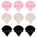 5 x 9Pcs Triangle Powder Puffs, Face Makeup Puff for Body Loose Powder Beauty Makeup Tool Black,Nude,Pink (1 Count (Pack of 9))