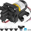 12V RV Water Pump, 5.0 GPM 55 PSI Diaphragm Pump, 12Volt Quiet Fresh Water Pump with Pressure Switch, Self Priming Pressure Pumps for RV Camper Boat Marine Food Truck