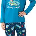 Tebbis Cozy Pajamas For Little/Big Boys Blue Shark Pattern Long Sleeves Holiday PJs Set Kid Size 6-18 (10)