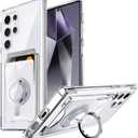 Shields Up for Samsung Galaxy S25 Ultra Case, Galaxy S25 Ultra Case, Minimalist Wallet Case with Card Holder & Ring Kickstand/Stand, Slim Protective Shockproof Cover for Samsung S25 Ultra - Clear