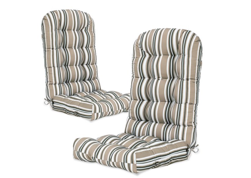 EAGLE PEAK Tufted Outdoor/Indoor High Back Patio Chair Cushion, Set of 1, 46'' x 22'', Beige Stripes