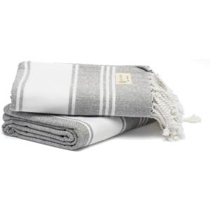 Salt Earth Cotton Turkish Beach Towel, Set of 2 Large, Bathroom, Beach Essentials, Gym, Quick Dry for Shower, Lightweight Large Towels for All (Alloy)