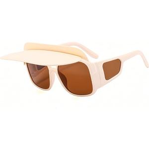 Visor Sunglasses for Women, Fashion Visor Sunglass UV400 Protection, Retro Sunglasses with Carrying Case (Beige/Brown)