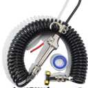 iBroPrat Air Blow Gun Kit,Heavy Duty Air Seat Blow Gun Kit for Semi Truck Air Hose with 30FT Long Coil and Extended Dual Head Tire Air Chuck Black