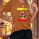 Thanksgiving Shirts for Women Gobble Til You Wobble T Shirt Gobble Turkey Short Sleeve Graphic Tee Tops (M)
