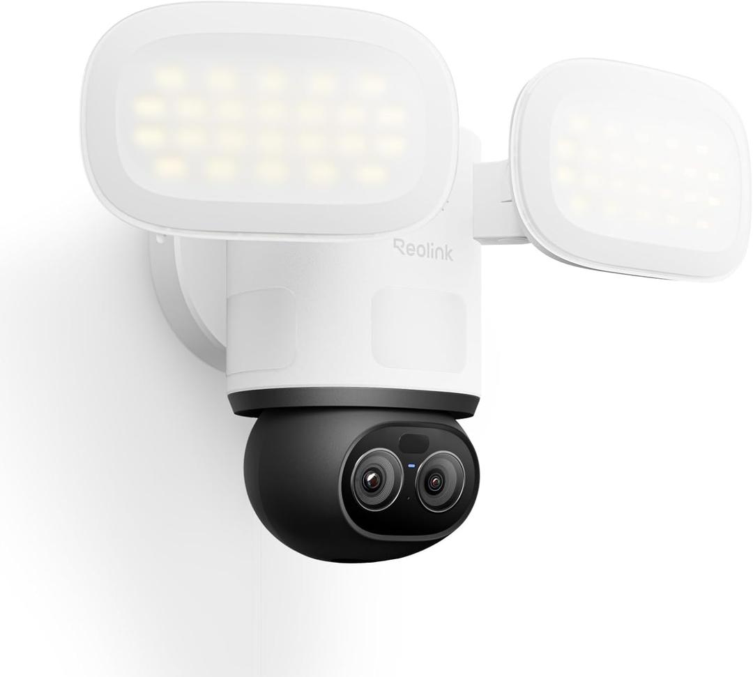 REOLINK TrackFlex Floodlight WiFi, 4K Dual-Lens Floodlight Camera, 3000 Lumens, 360° PTZ 6X Hybrid Zoom, Auto-Tracking, Privacy Focused Local AI Video Search & Storage, Dual-Band Wi-Fi 6, AC Hardwired