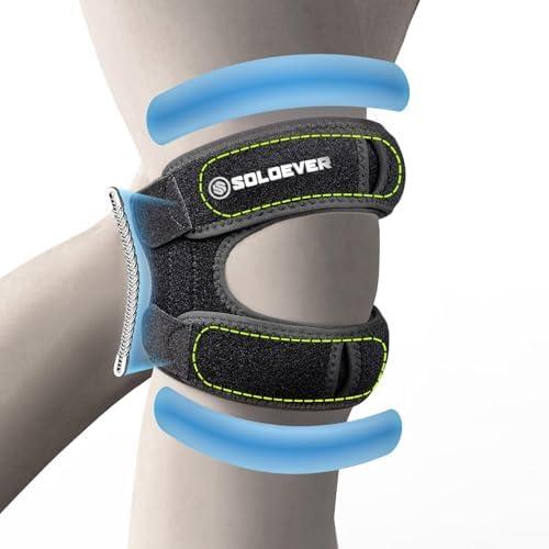 2 x Patella Knee Brace with Side Stabilizers for Men & Women, Adjustable Patellar Tendon Support Strap for Knee Pain, Knee Strap for Running, Meniscus Tear, Arthritis, Tendonitis, Injury Recovery (Black, One Size)