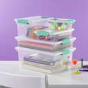 Sterilite 6-Pack Clip Box, Stackable Clear Plastic Bins with Latching Lids, Small - Writing, Arts or Crafts Supplies Storage Containers for Home, Office, Classroom and Workshop Organization