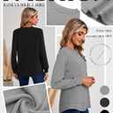 Ficerd 3 Pack Women's Long Sleeve Shirts, Cotton Crew Neck Tunic Tops Casual Loose Fit Pullover Sweatshirts Curved Hem Shirts (X-Large, Black, Dark Gray, Light Gray)