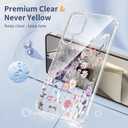 Clear with Flower for Samsung Galaxy S24 Ultra Case with Screen Protectors X2,Transparent Floral Slim Non Yellowing Non-Slip Shockproof Military-Grade Protection Phone Cover for Women Girl