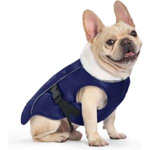 EMUST Winter Dog Jacket, Windproof Dog Apparel for Cold Weather, Reflective Coats for Dogs, Warm Puppy Jacket for Cold Winter, Blue S