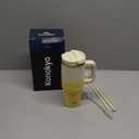 30 oz Tumbler with Handle and 2 Straws,2 in 1 Lid Insulated Water Bottle Stainless Steel Travel Coffee Mug,Lemon